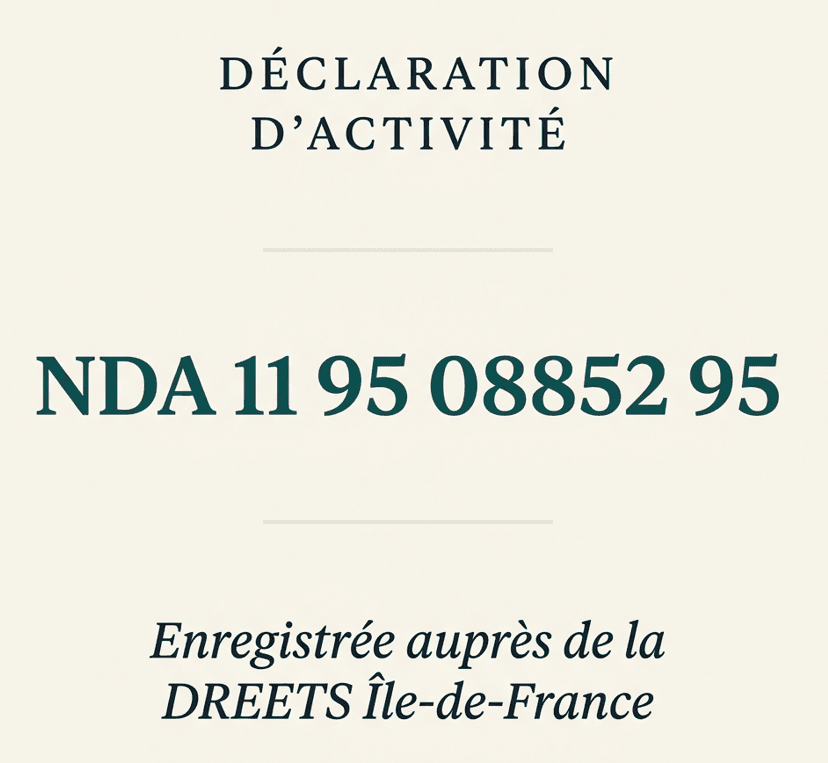 Déclaration d'activité enregistrée — NDA 11 95 08852 95, DREETS Île-de-France